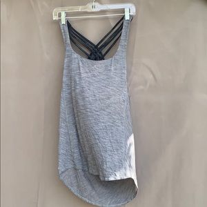 Black and gray lululemon workout top